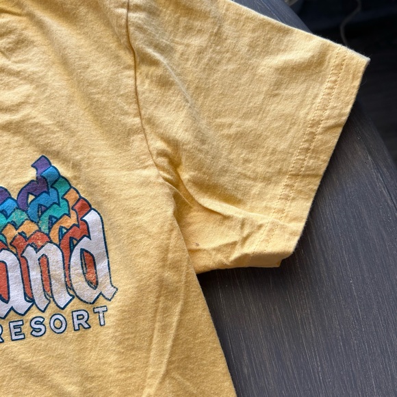 DISNEY DISNEYLAND RESORT TEE T-SHIRT Sz S Yellow 3D RAINBOW LOGO - Picture 4 of 7